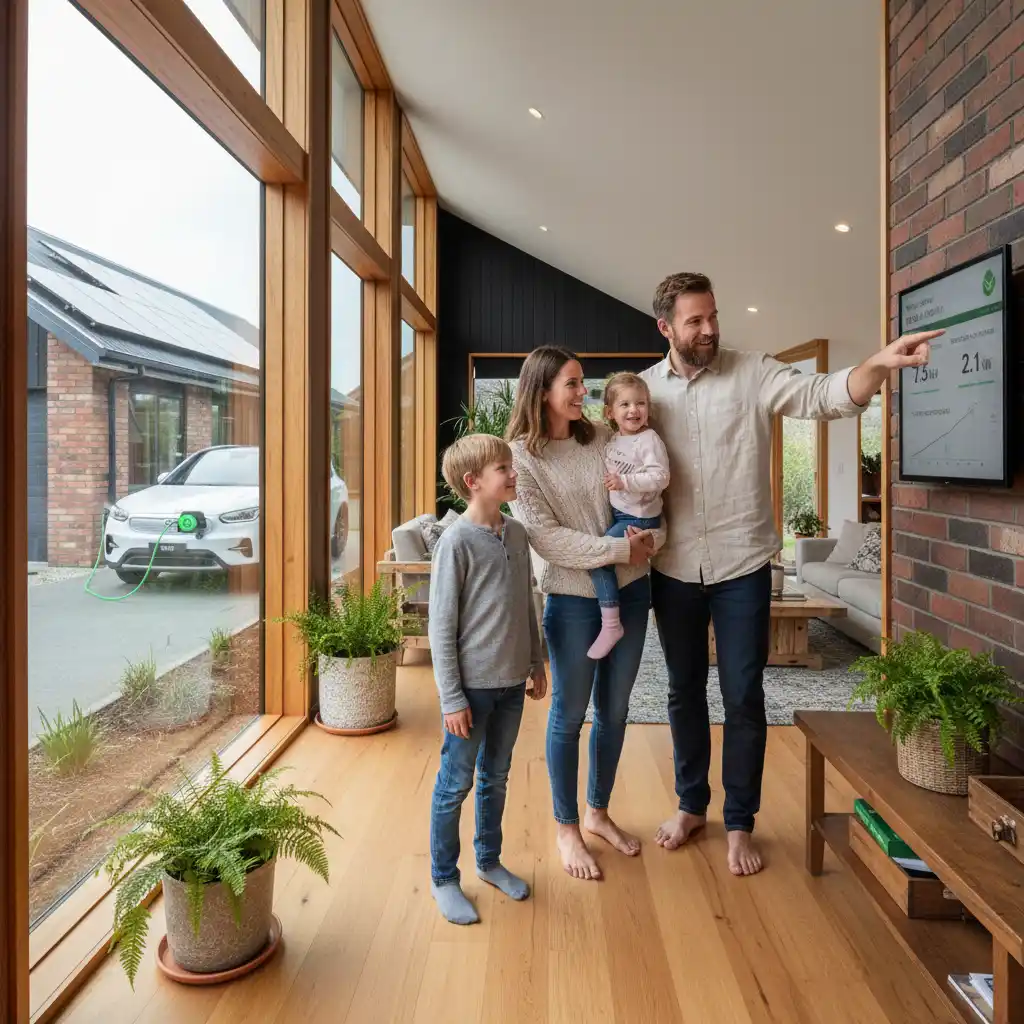 New Zealand family embracing sustainable living with renewable energy solutions