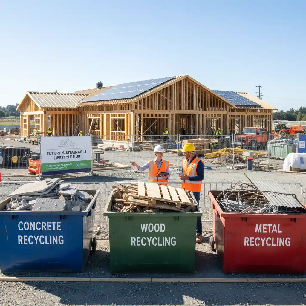 Organized construction site with waste segregation for circular economy