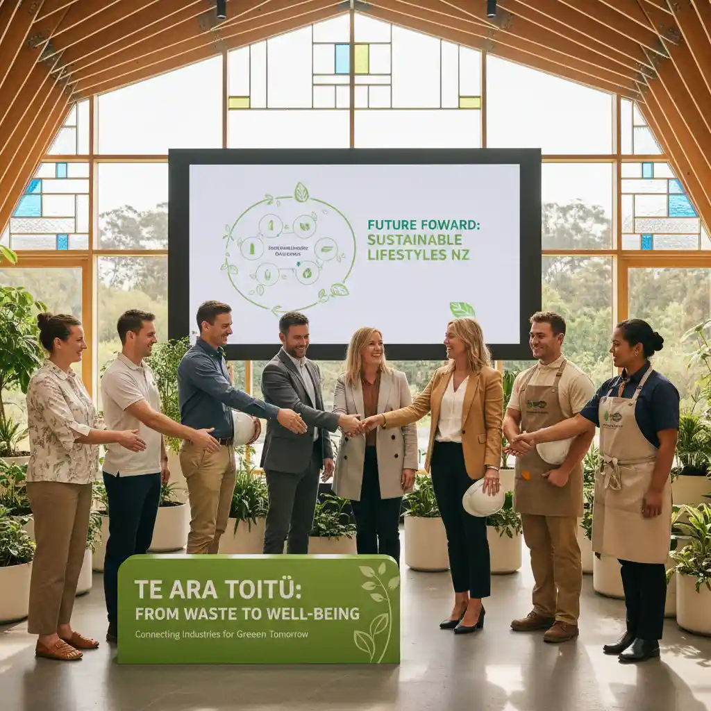 Diverse industry leaders collaborating with circular economy consultants for sustainable business