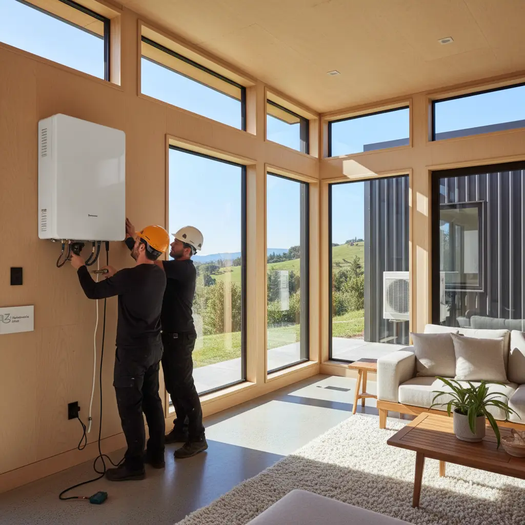 Installation of an energy-efficient heat pump in a New Zealand home