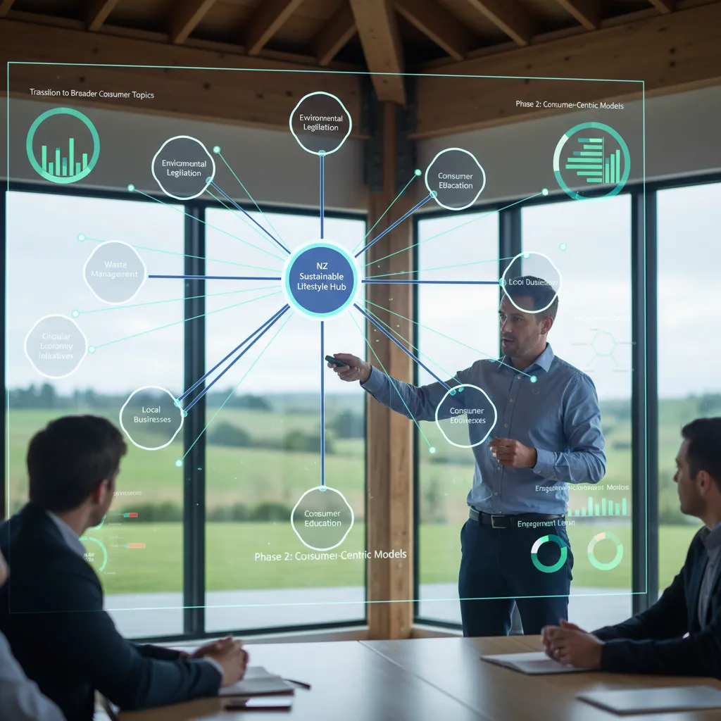 Consultant demonstrating a stakeholder map for effective sustainable consulting engagement