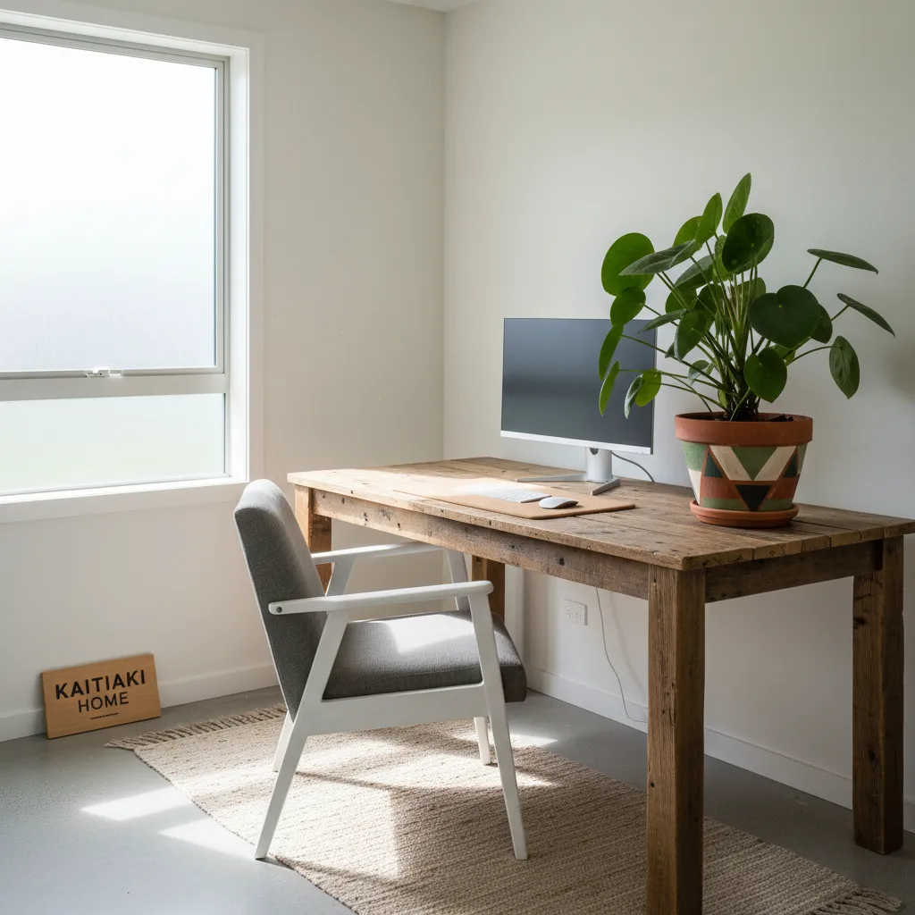 Eco-friendly home office with sustainable decor elements
