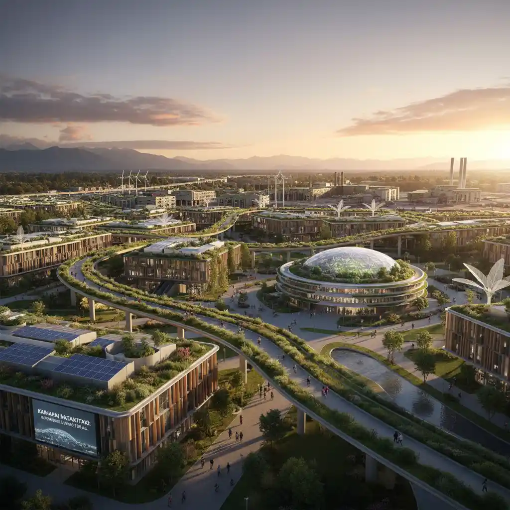 Futuristic sustainable university campus with eco-friendly architecture