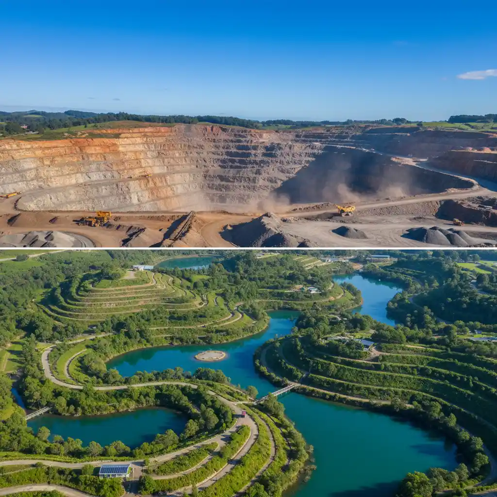 Sustainable mining site showcasing environmental protection measures