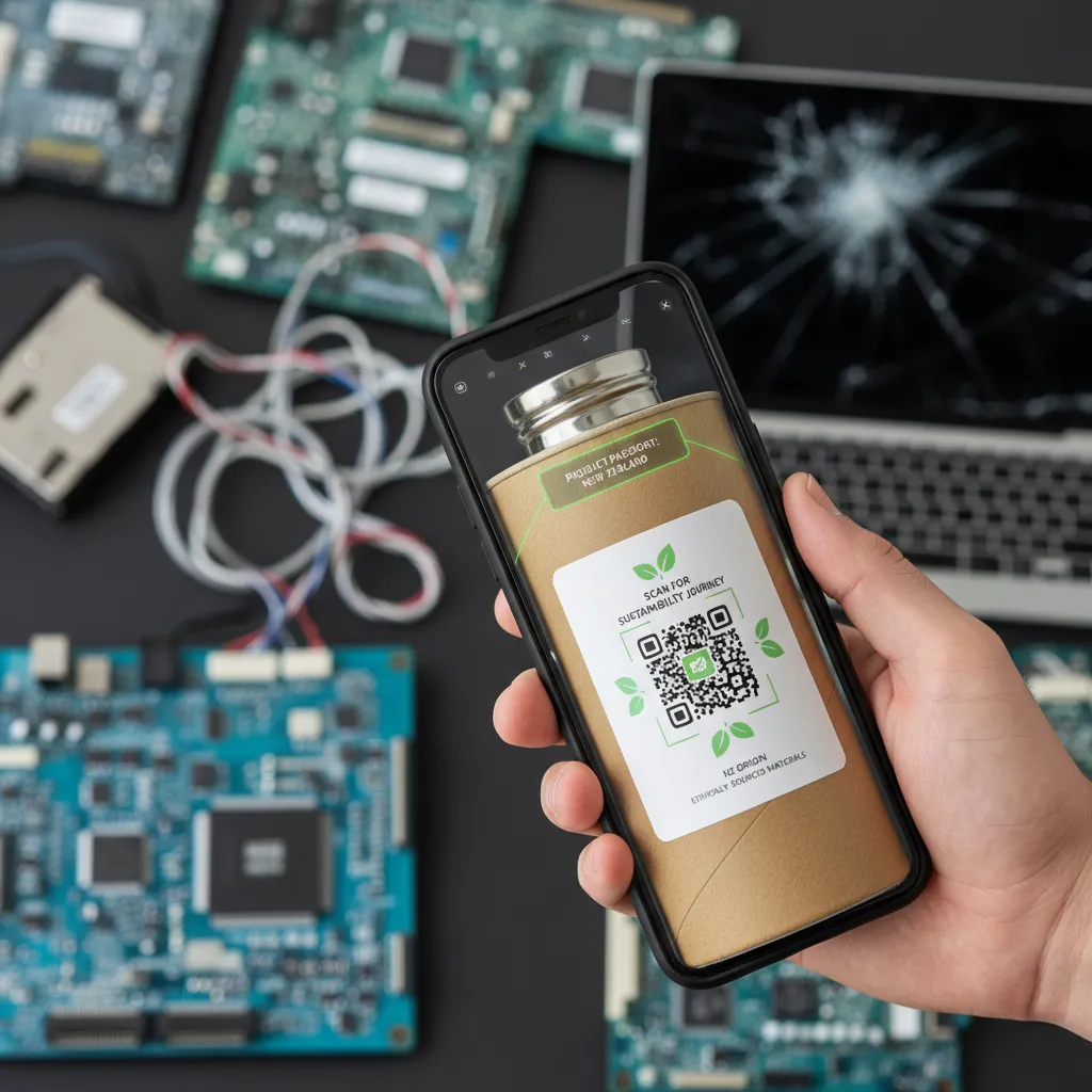 Consumer scanning a QR code to check product traceability and ethical sourcing