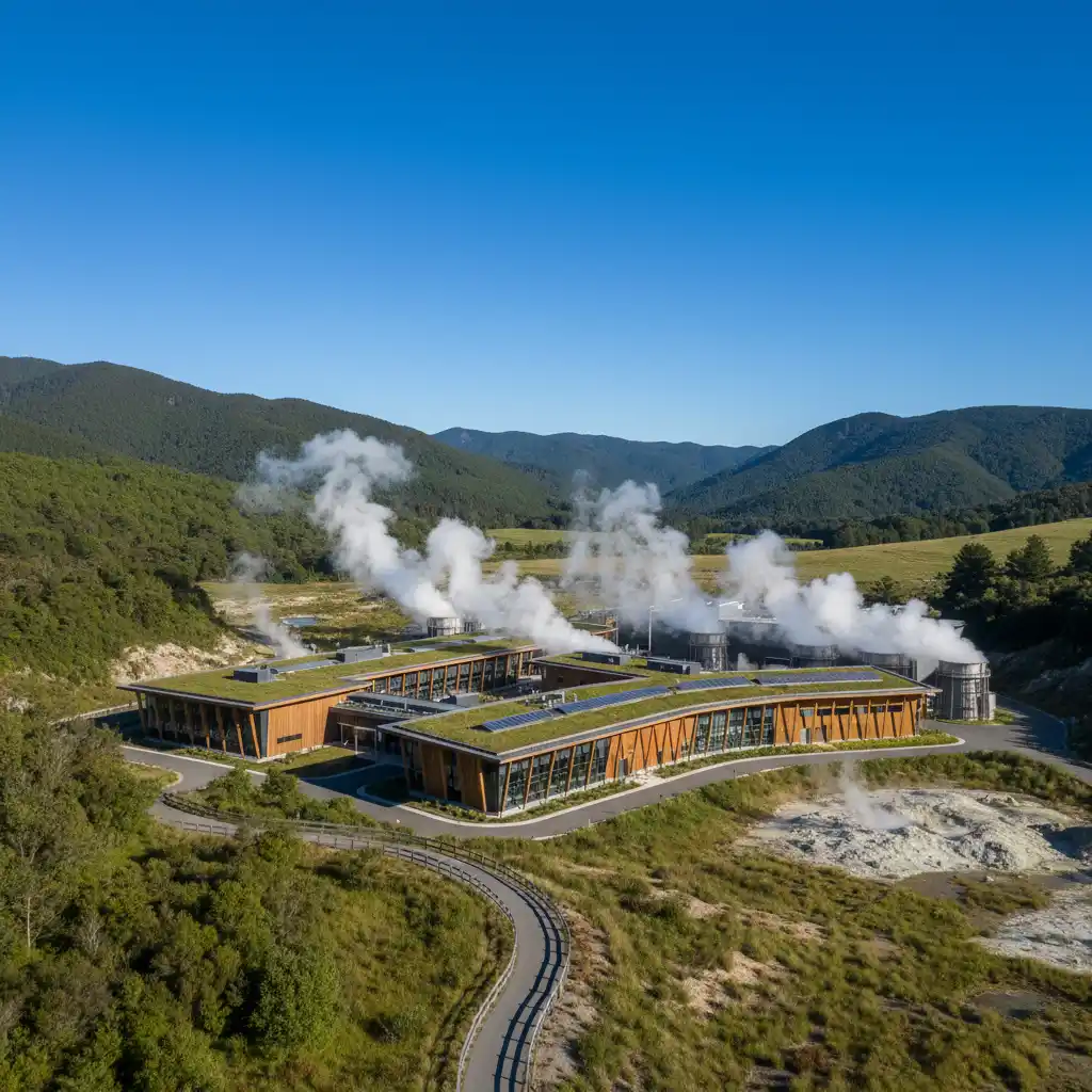 Geothermal power plant harnessing Earth's heat in New Zealand