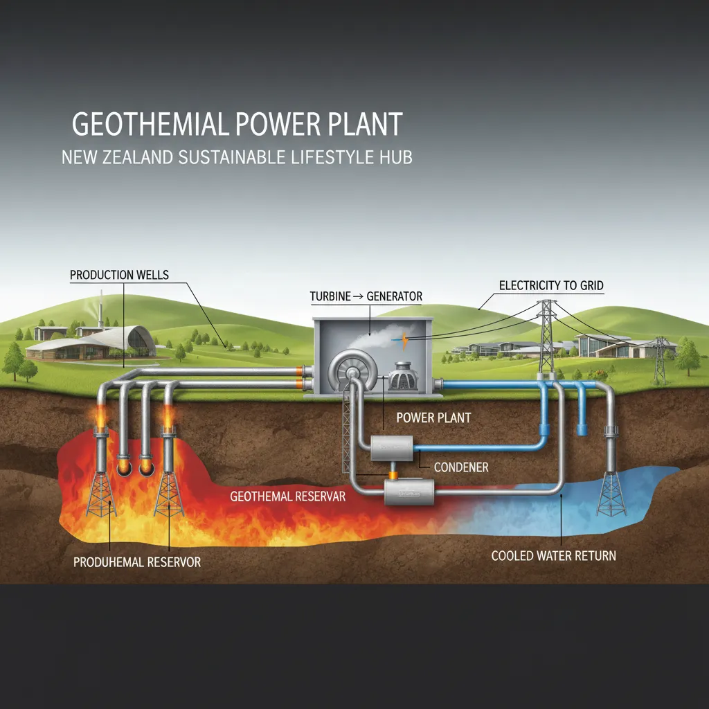 Diagram showing how geothermal energy extraction works