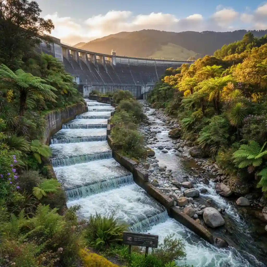 Fish ladder for mitigating ecological impact of hydropower dams