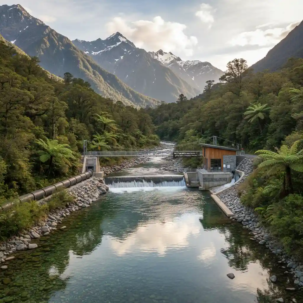 Run-of-river hydropower project in New Zealand for sustainable energy
