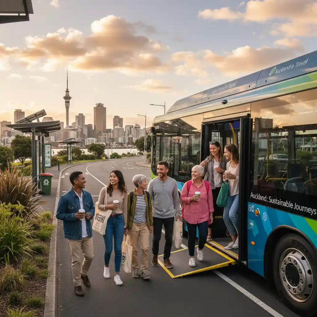 Modern electric bus for eco-friendly group transport in Auckland