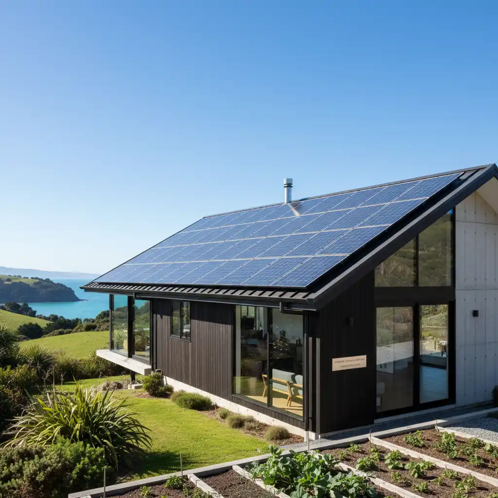 Rooftop solar panels generating clean energy