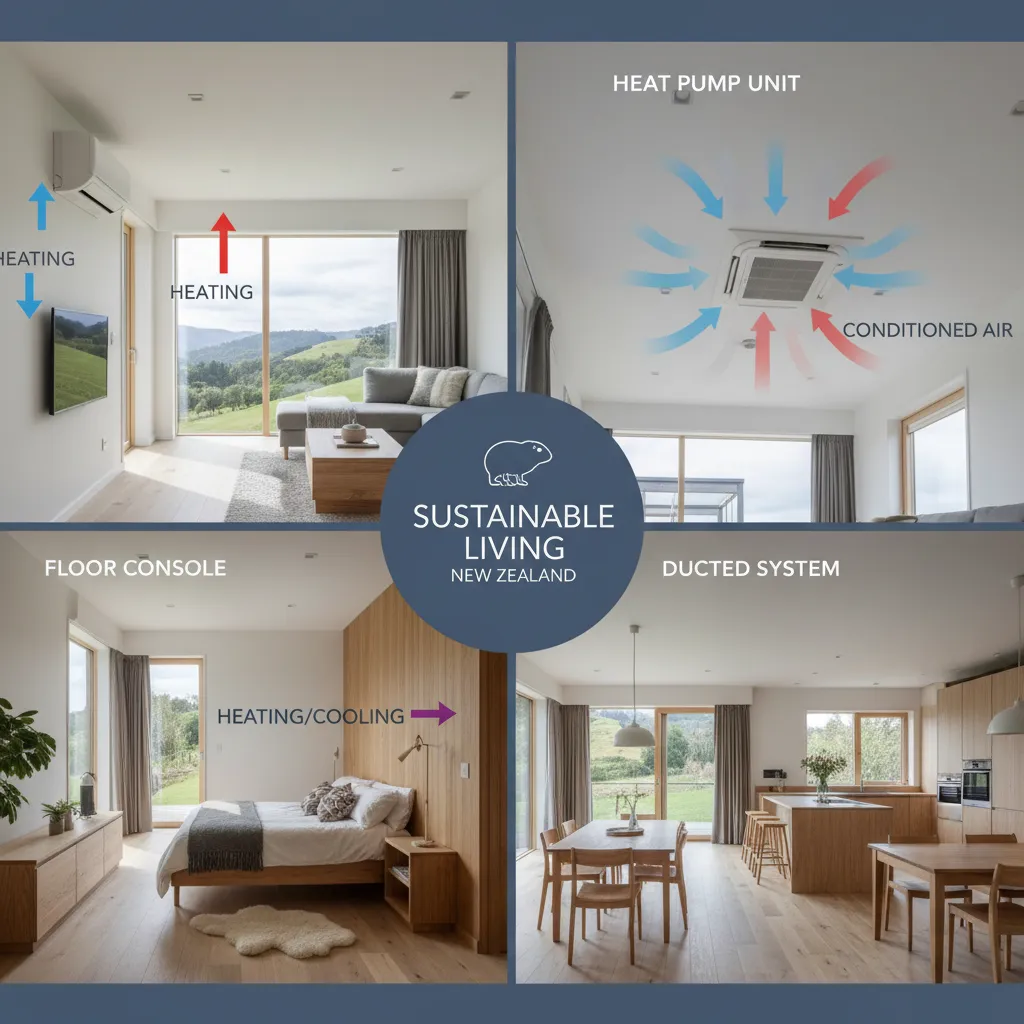 Diagram showing different types of heat pump systems for home heating