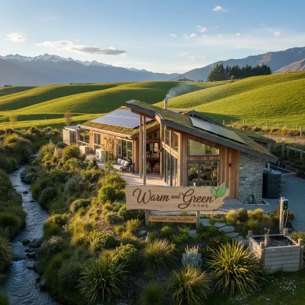 Sustainable living home with efficient heat pump in New Zealand