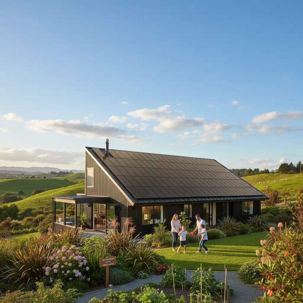 Solar panels on a modern NZ home saving energy