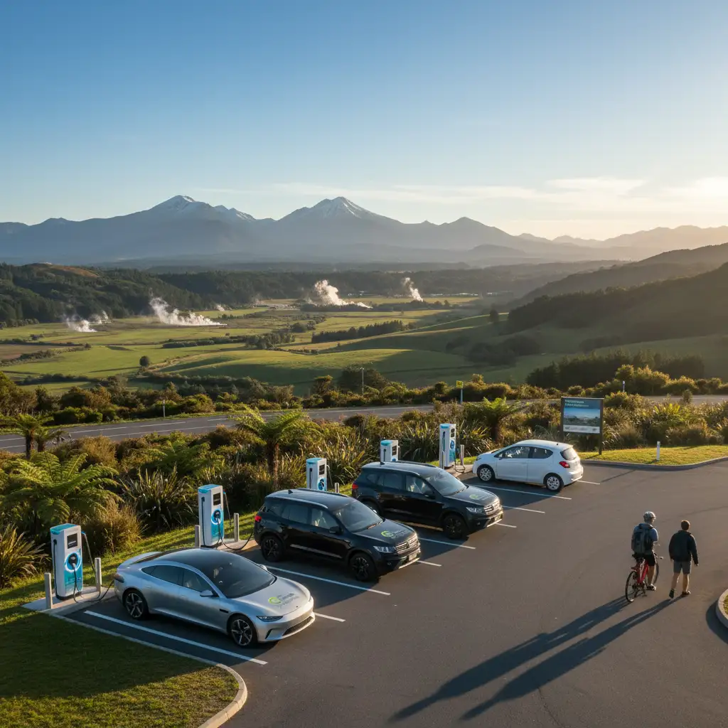 Best electric cars NZ charging in scenic landscape