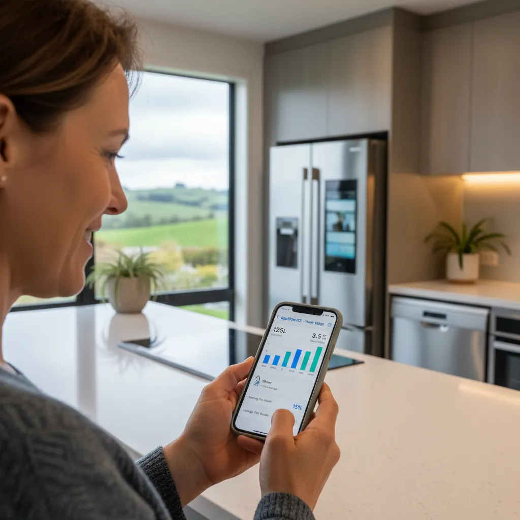 Smart water meter app showing water conservation NZ cost savings