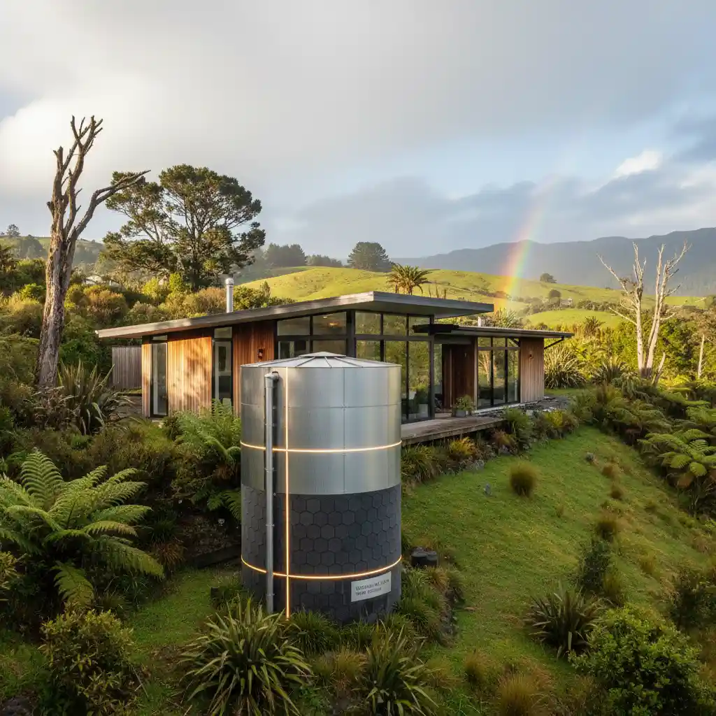 Modern home with rainwater harvesting system NZ