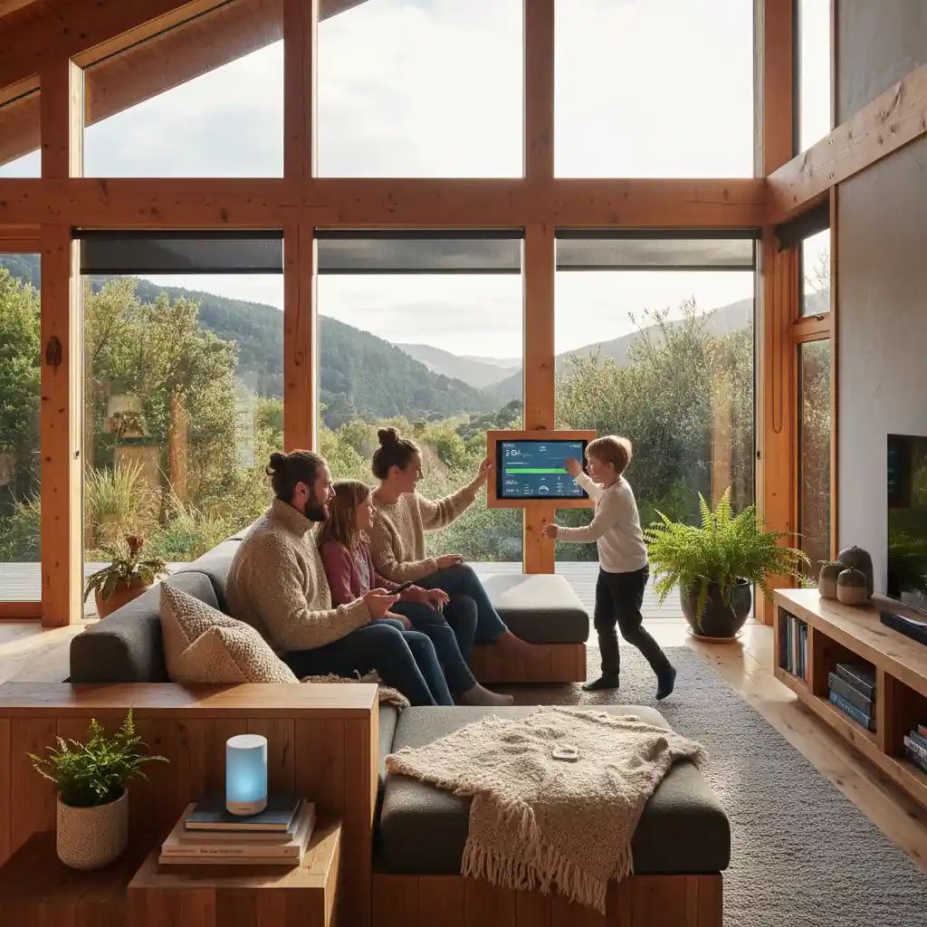 Family enjoying smart home energy management in New Zealand