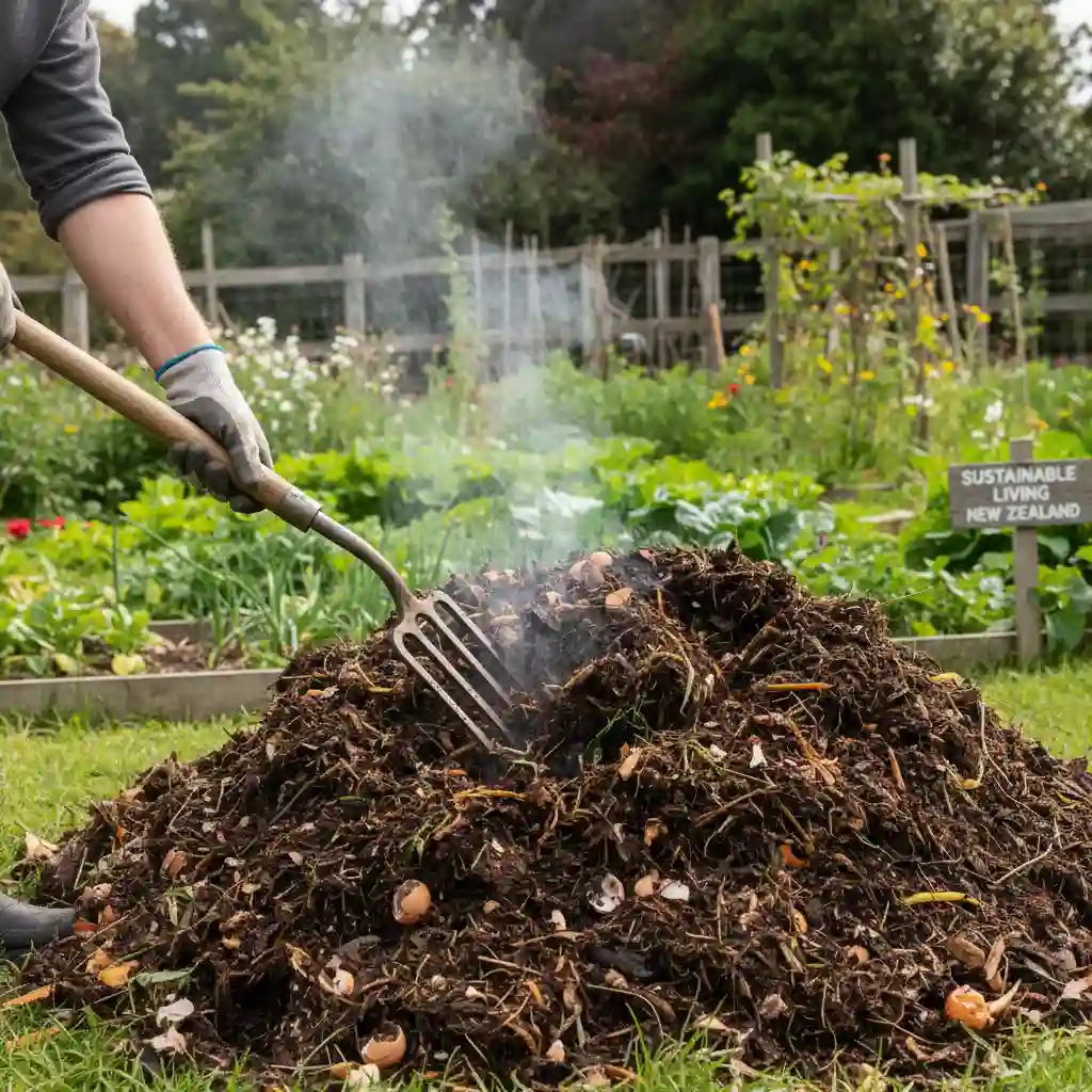 Troubleshooting a hot compost pile in a New Zealand garden