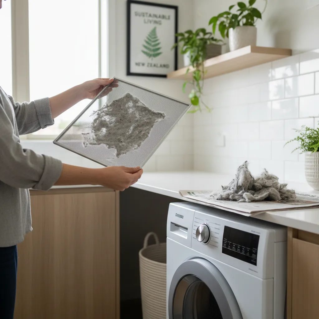 Person cleaning dryer lint filter for appliance longevity