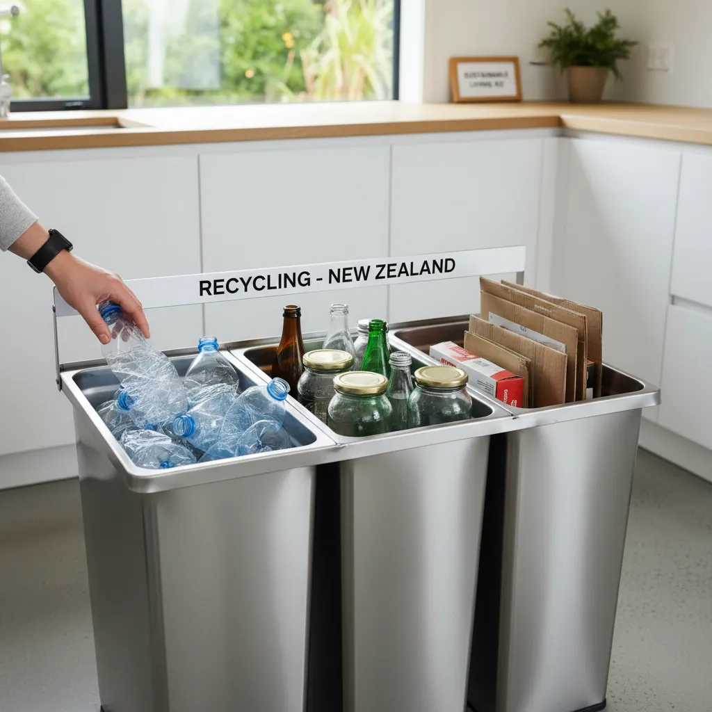 Correctly sorted recycling in a New Zealand home