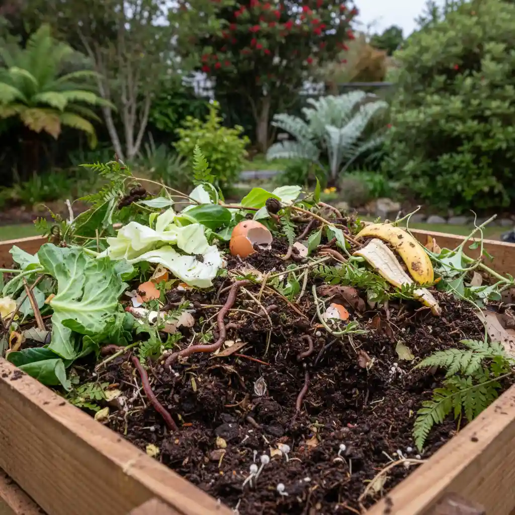 Home composting in New Zealand garden