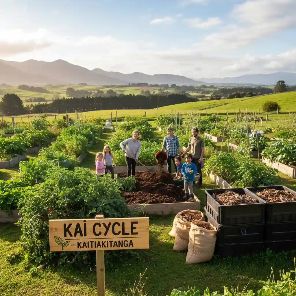 Community garden with food waste compost