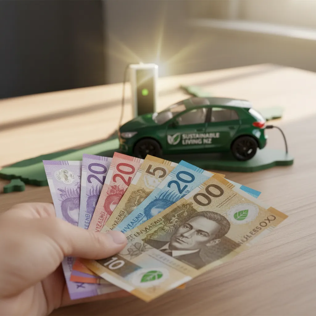 New Zealand currency and EV model representing incentives
