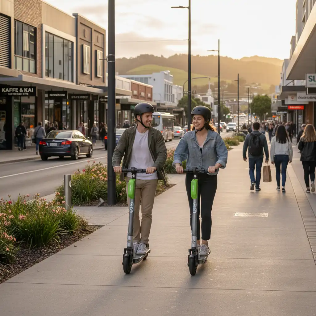 People using e-scooters in NZ city