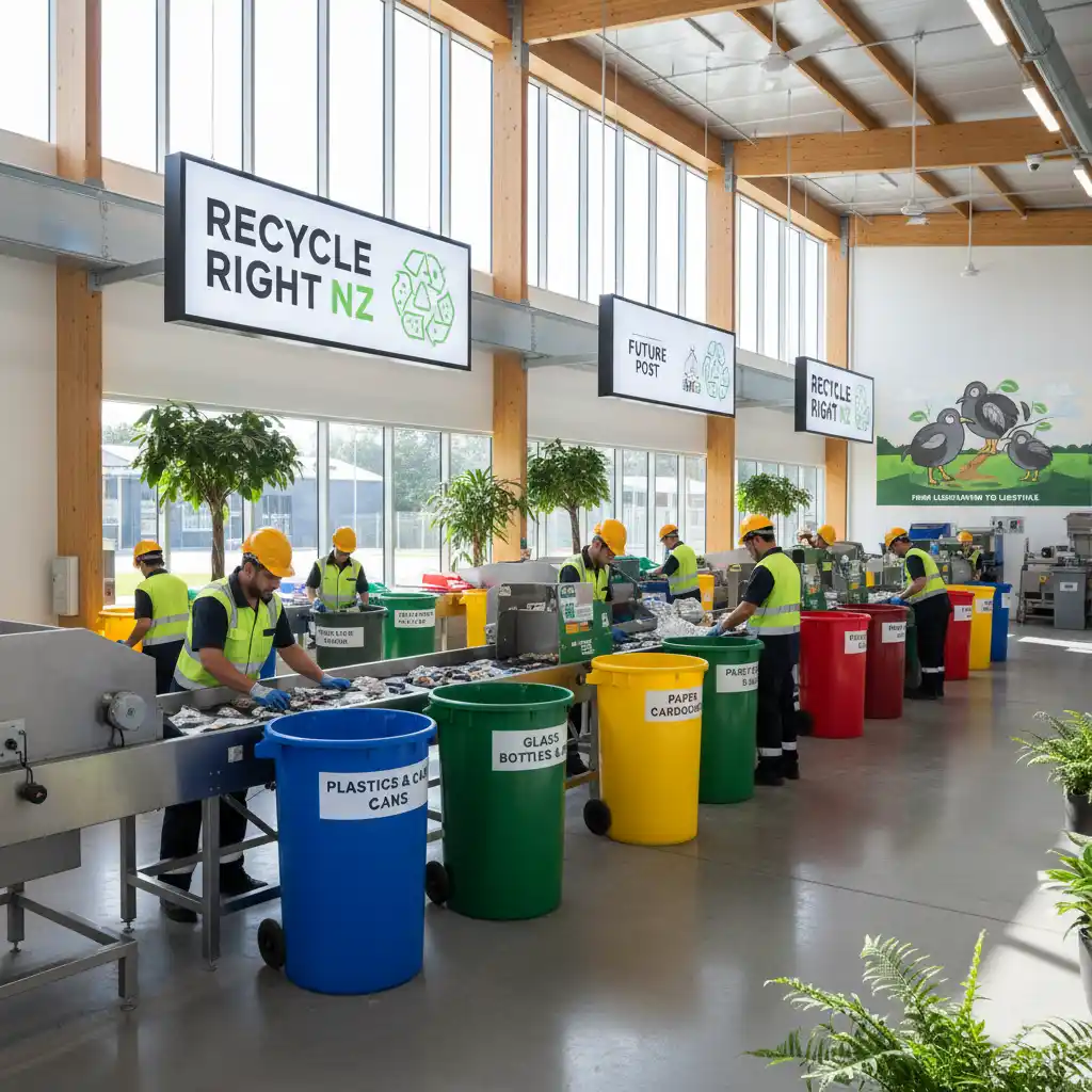 New Zealand waste sorting facility highlighting efficient local council waste policy