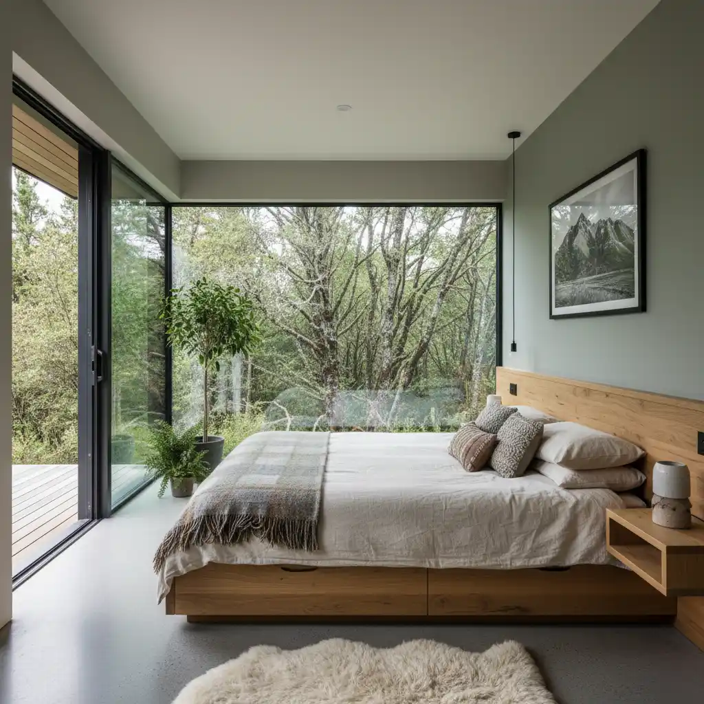 Eco-friendly lodge interior in New Zealand