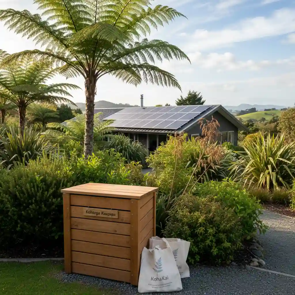 Sustainable lifestyle elements representing the future of waste policy in New Zealand