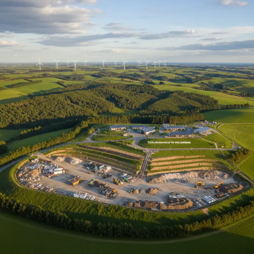 Wind turbines and modern waste management facilities in New Zealand