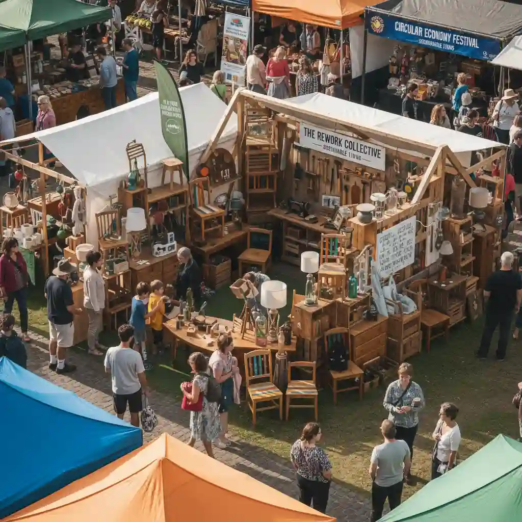 Market stall with refurbished and upcycled goods