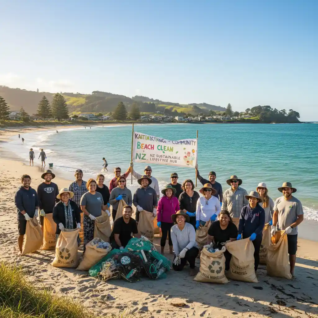 Community clean-up event in New Zealand