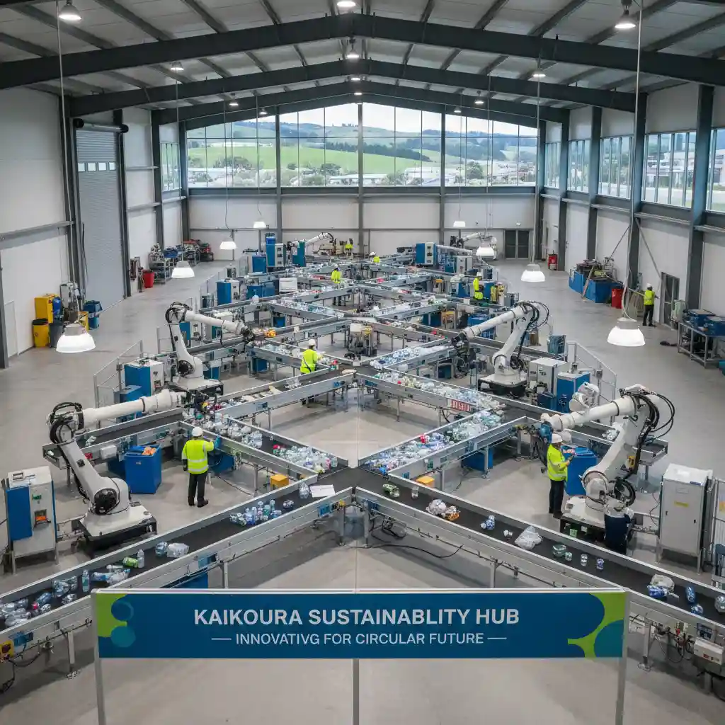 Modern waste sorting facility with smart tech