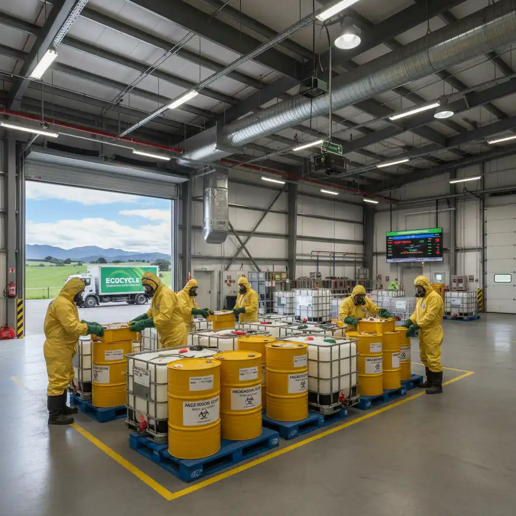 A New Zealand hazardous waste collection facility demonstrating safe and proper disposal practices