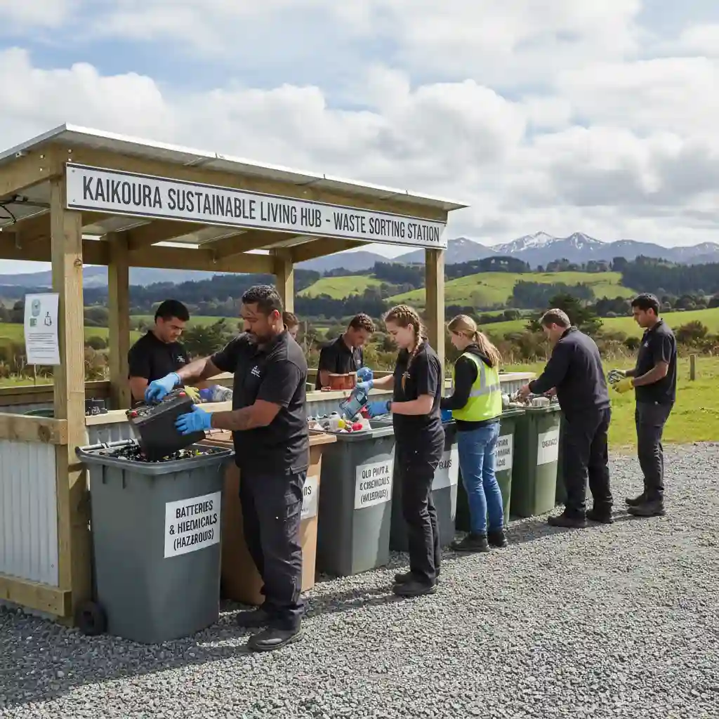 New Zealand community sorting hazardous waste responsibly