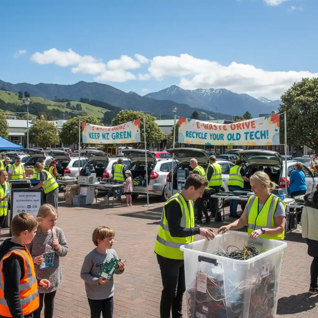 Community e-waste collection drive in New Zealand