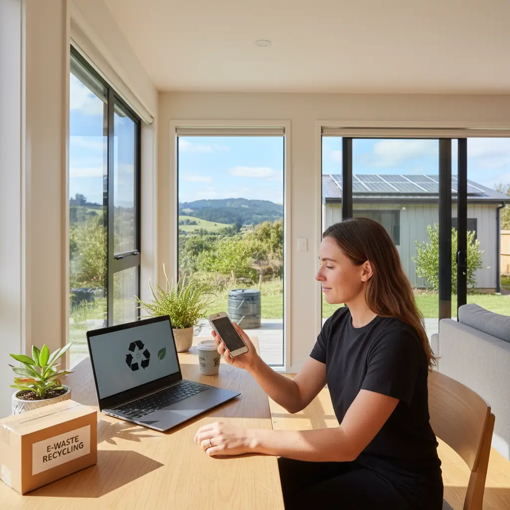 Conscious consumer making sustainable e-waste decisions at home in NZ