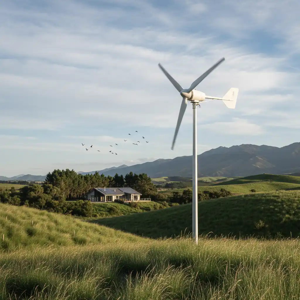 Small-scale wind turbine providing clean energy to a New Zealand home