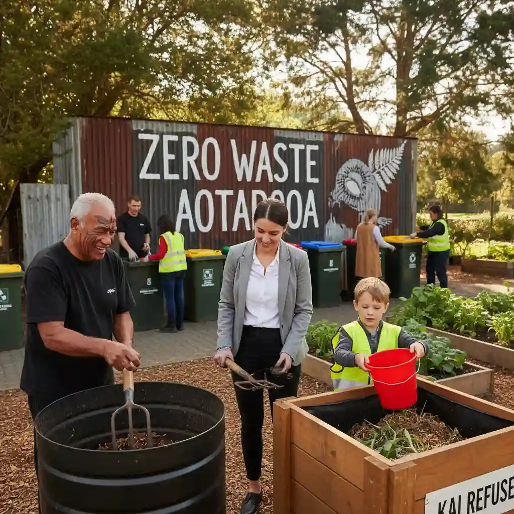 New Zealand community engaging in sustainable waste solutions