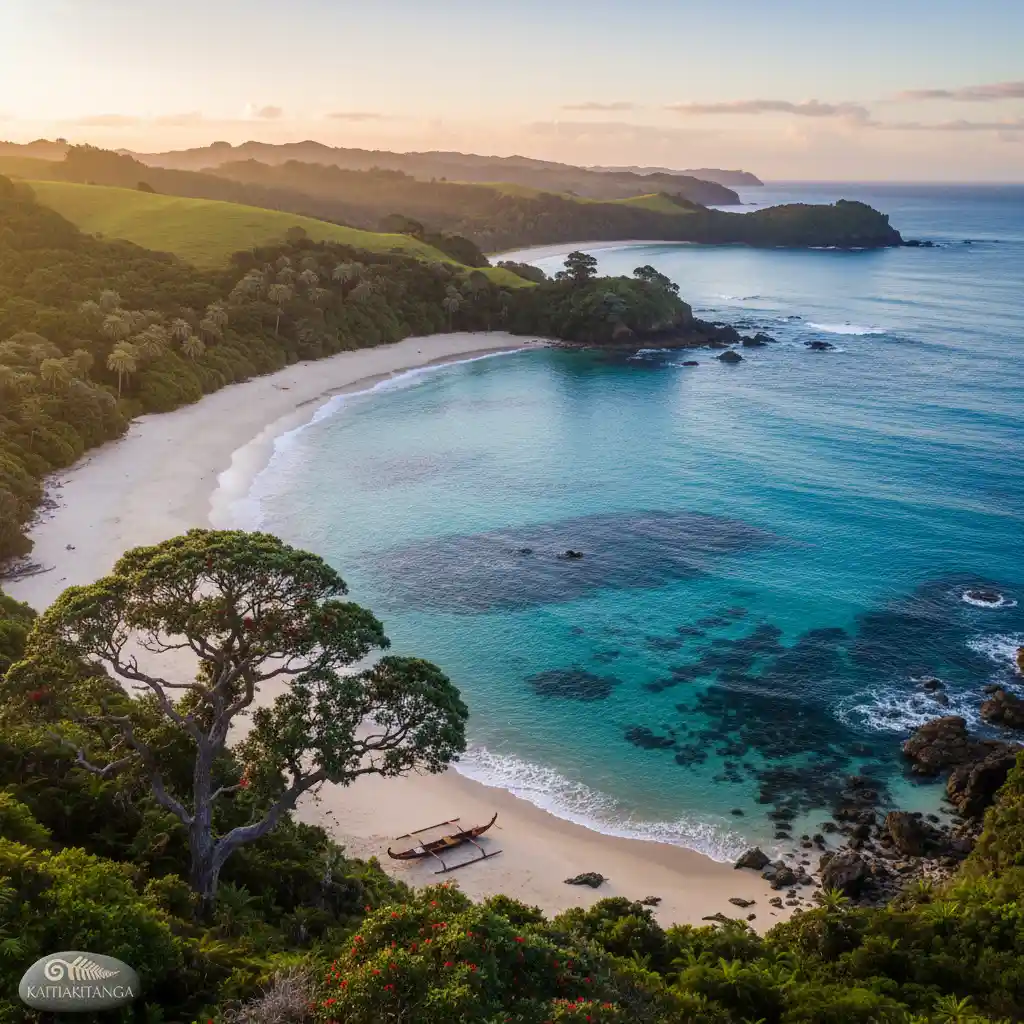 Pristine New Zealand coastline representing Kaitiakitanga