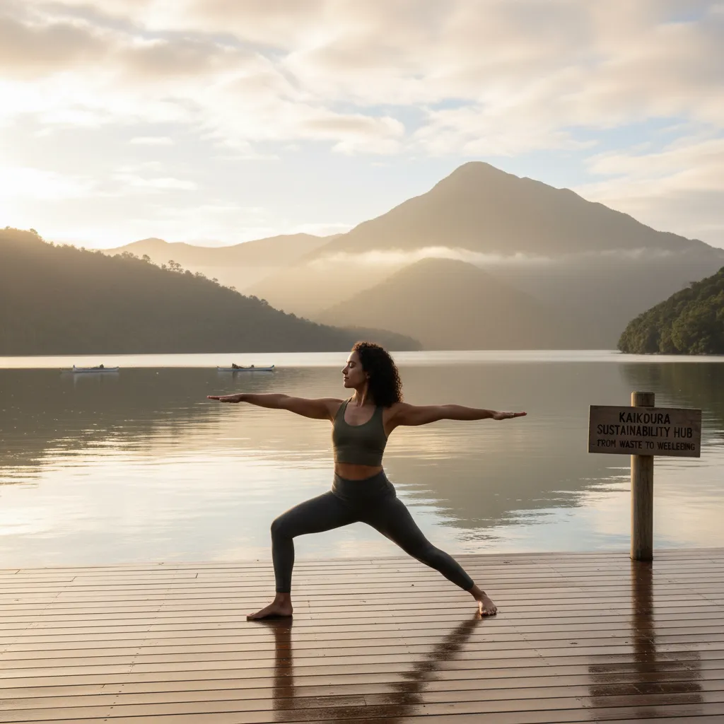 Person doing outdoor yoga, an eco-friendly fitness activity in New Zealand