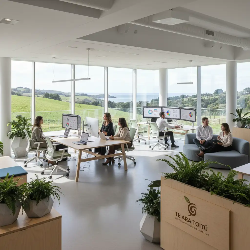 Modern paperless office environment with digital workflows