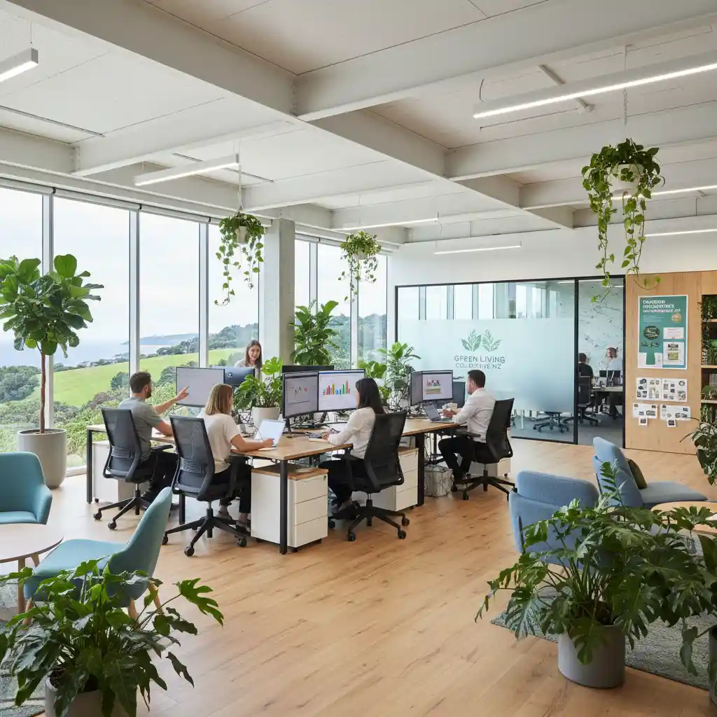 Bright, energy-efficient open-plan office boosting employee well-being