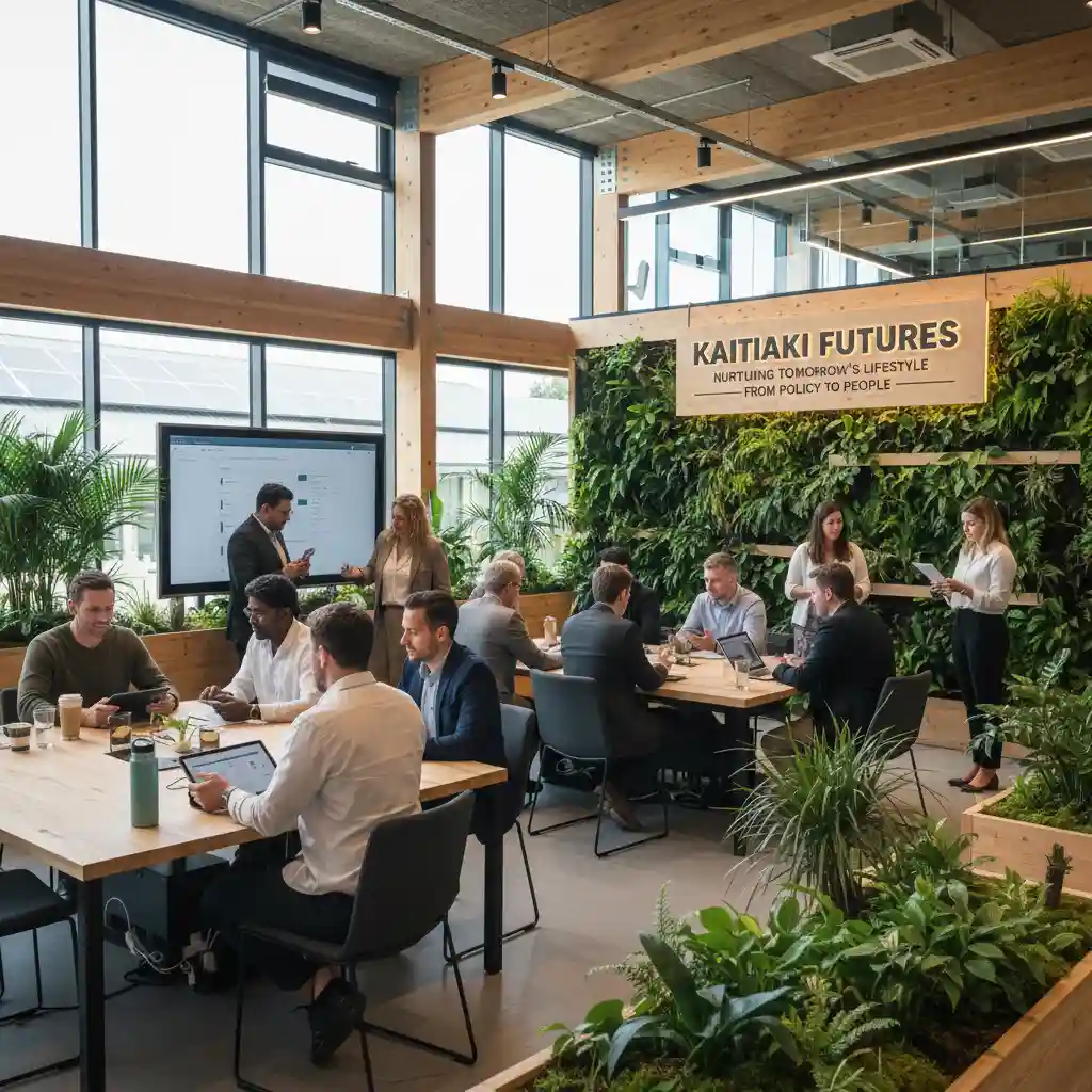 Professionals collaborating securely in a modern paperless office in New Zealand