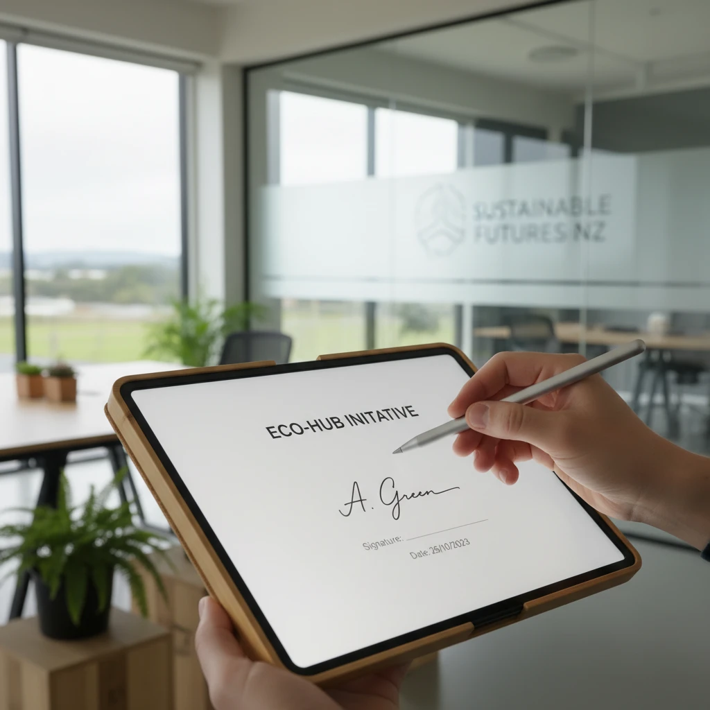 Electronic signature on a tablet for paperless documents