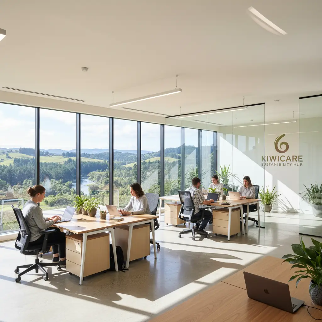 Modern open-plan office with abundant natural light