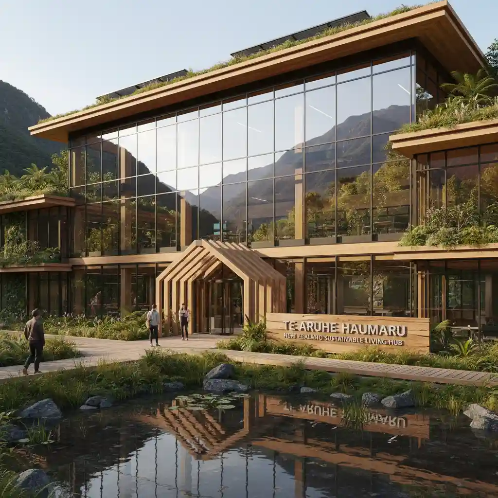 Sustainable office building in New Zealand landscape